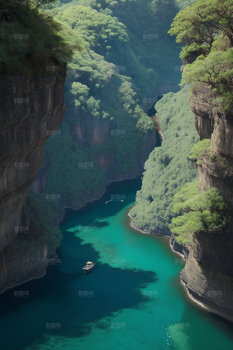 航行探险穿越壮丽峡谷的船只之旅