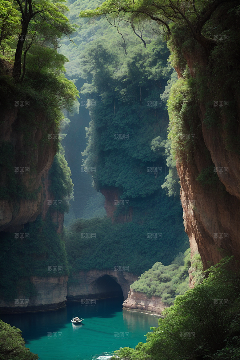 航行探险穿越壮丽峡谷的船只之旅