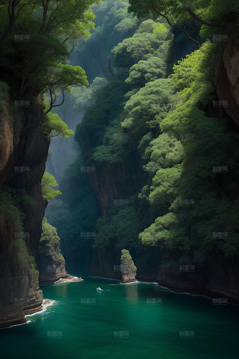 航行探险穿越壮丽峡谷的船只之旅