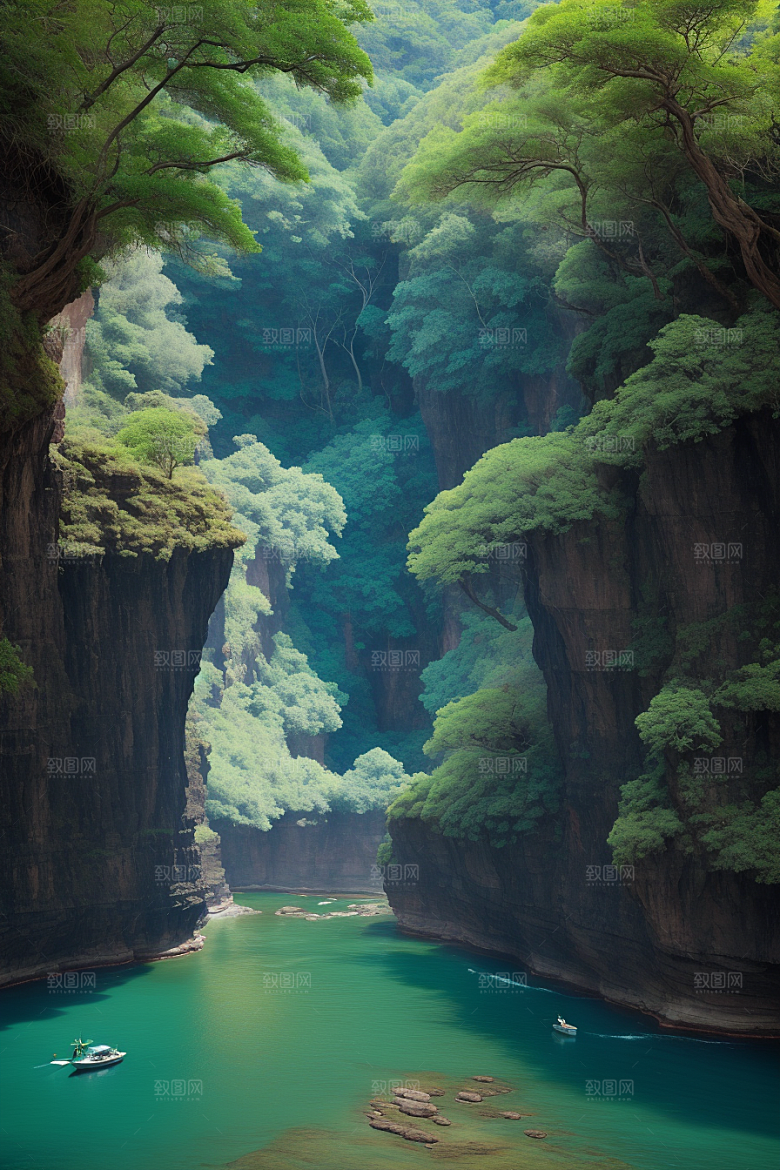 航行探险穿越壮丽峡谷的船只之旅