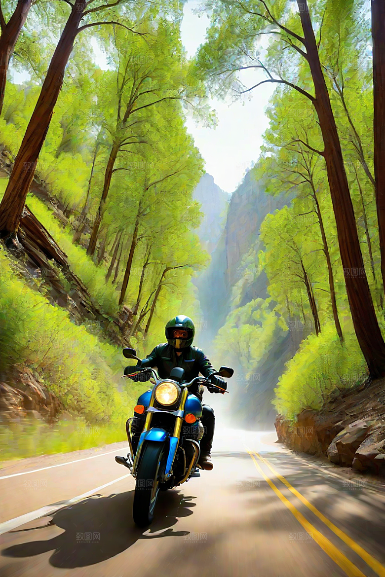 壮丽风光摩托穿越峡谷的速度与美景