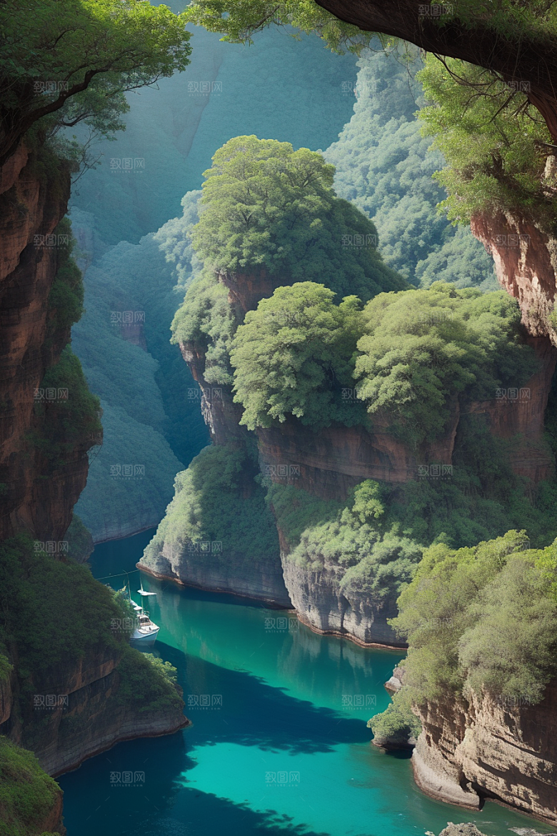 航行探险穿越壮丽峡谷的船只之旅