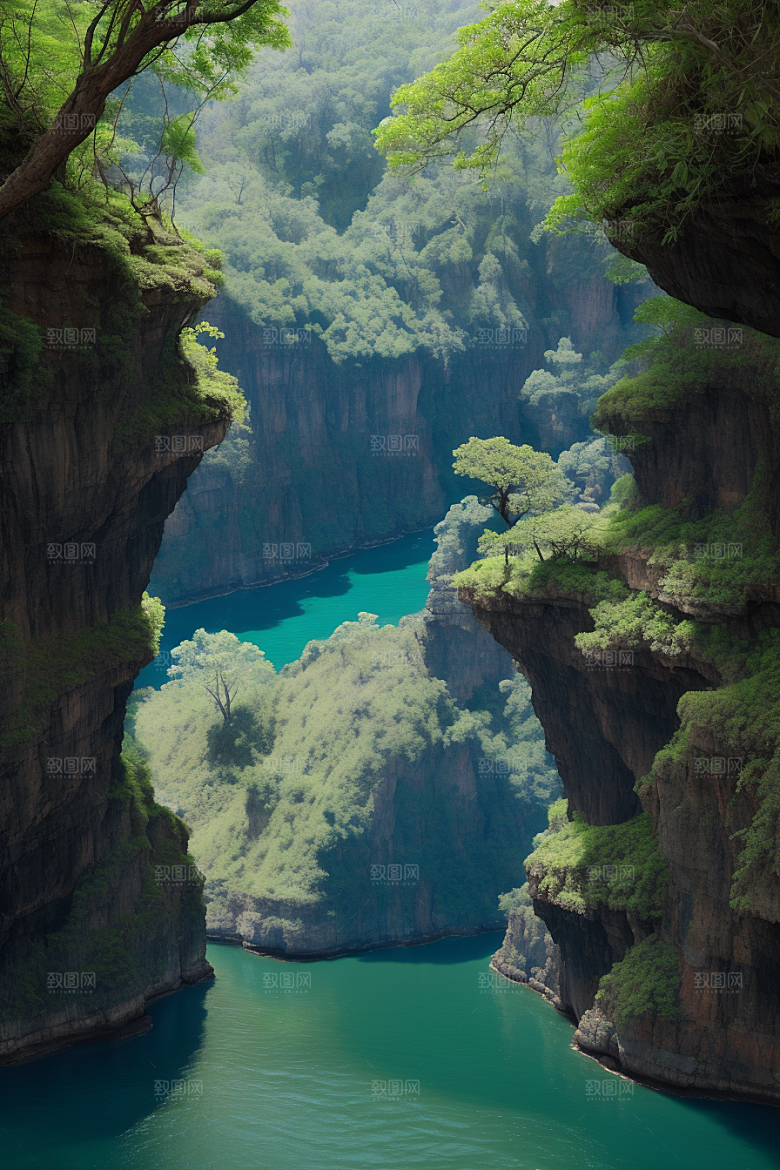 水上远航船只穿越壮丽峡谷的探险之旅