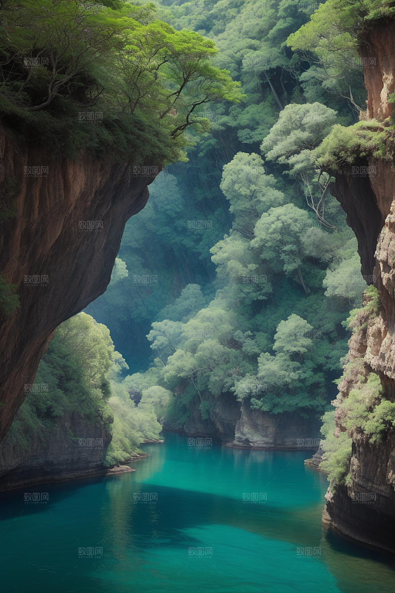 水上远航船只穿越壮丽峡谷的探险之旅