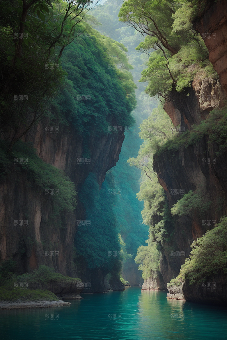 壮丽水景船只徜徉于峡谷的探险与宁静