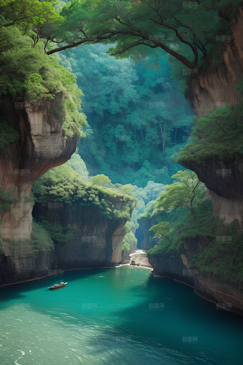 壮丽峡谷航行探险的深蓝之旅