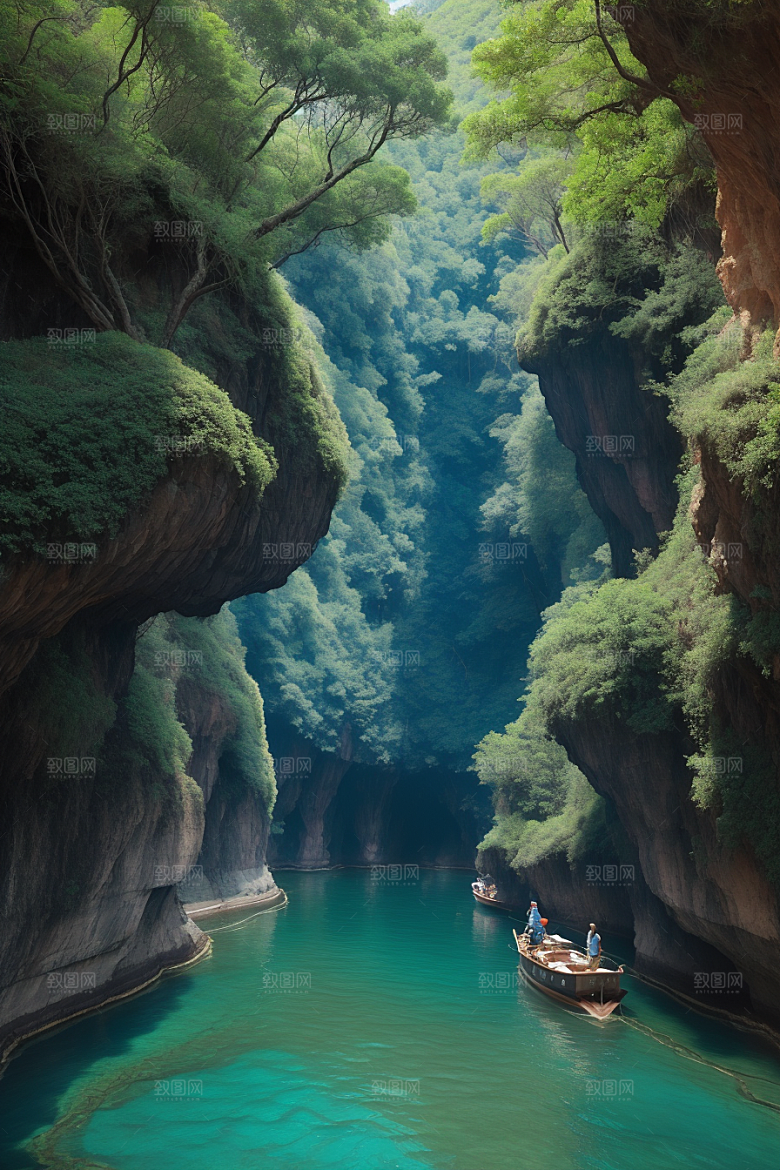 壮丽峡谷航行探险的深蓝之旅