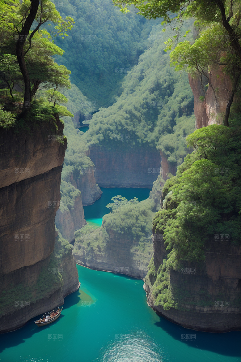 壮丽峡谷航行探险的深蓝之旅