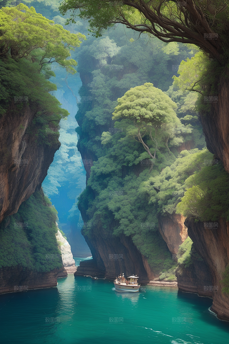 壮丽峡谷航行探险的深蓝之旅
