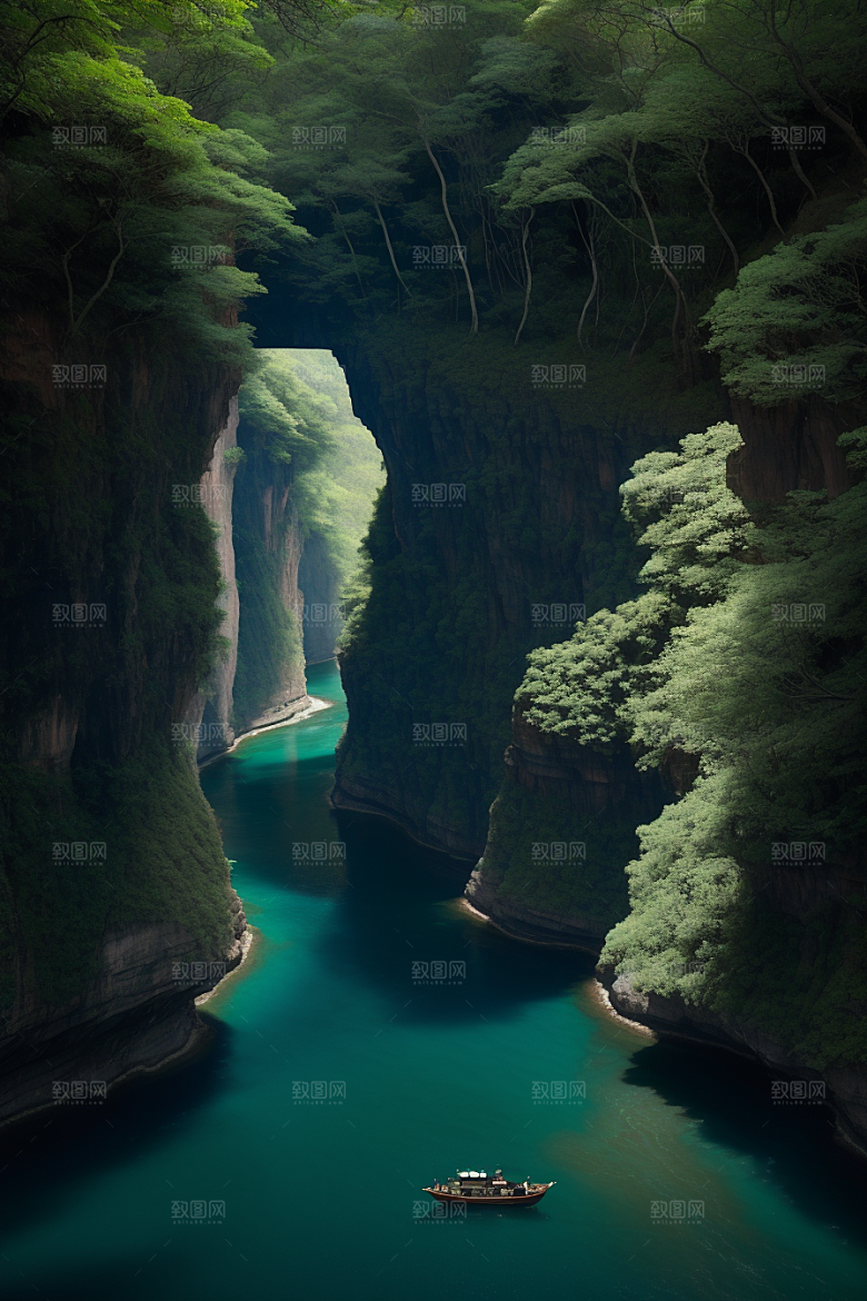 壮丽峡谷航行探险的深蓝之旅