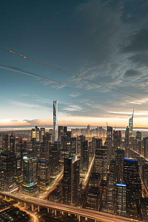 都市飞越高楼大厦与飞机的融合探险