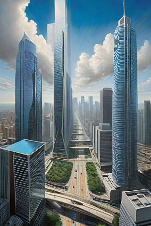 飞越都市高楼大厦与飞机的现代探险