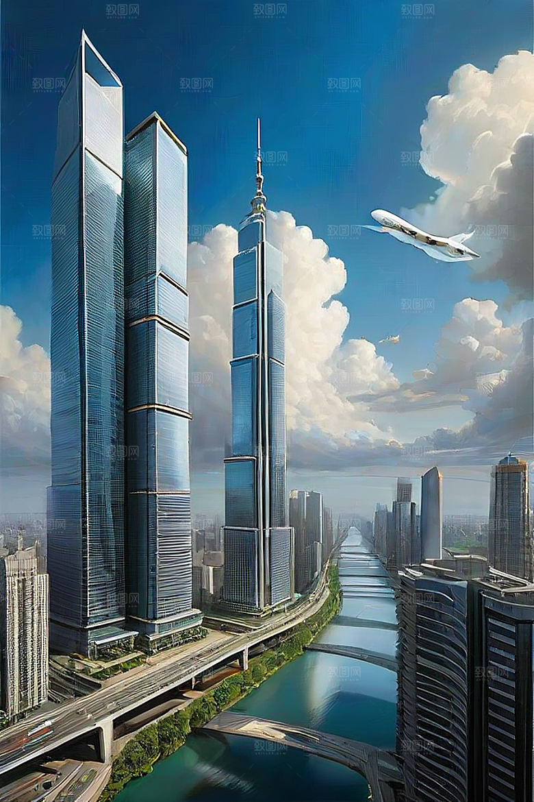 都市飞天摩天大楼与飞机的融合之旅