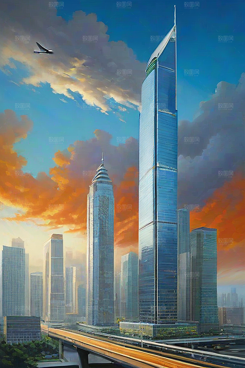 飞越都市高楼大厦与飞机的现代探险