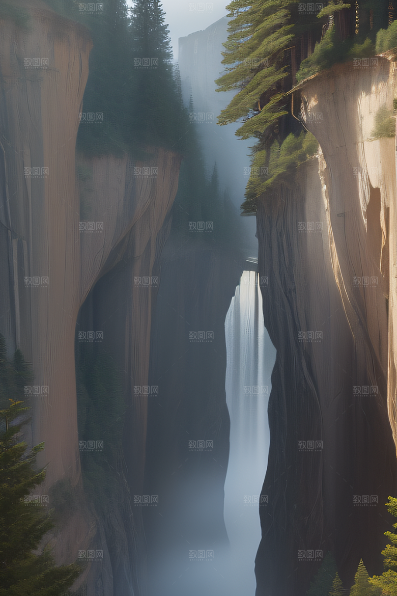 宁静峡谷鸟群翱翔山川树木见证的壮丽景象