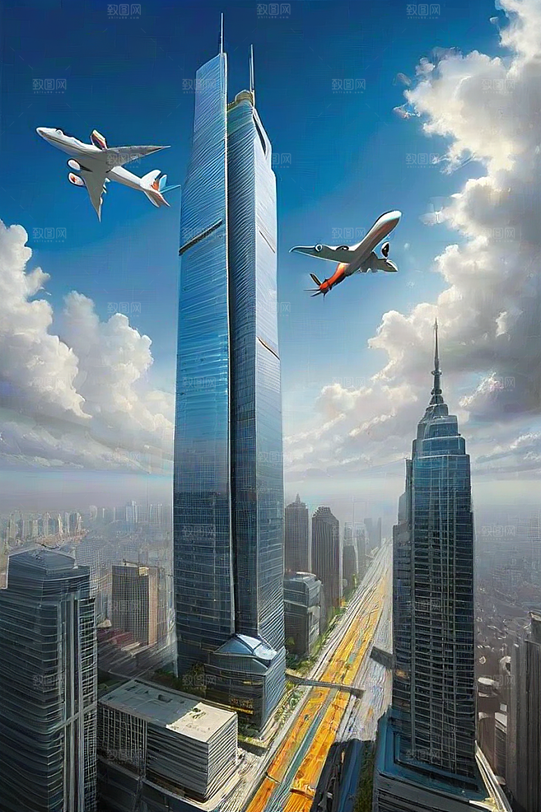 都市飞天摩天大楼与飞机的融合之旅