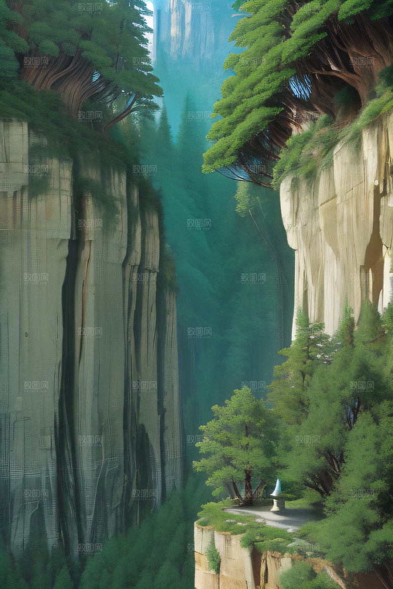 壮丽峡谷鸟鸣石岩间的宁静与雄伟
