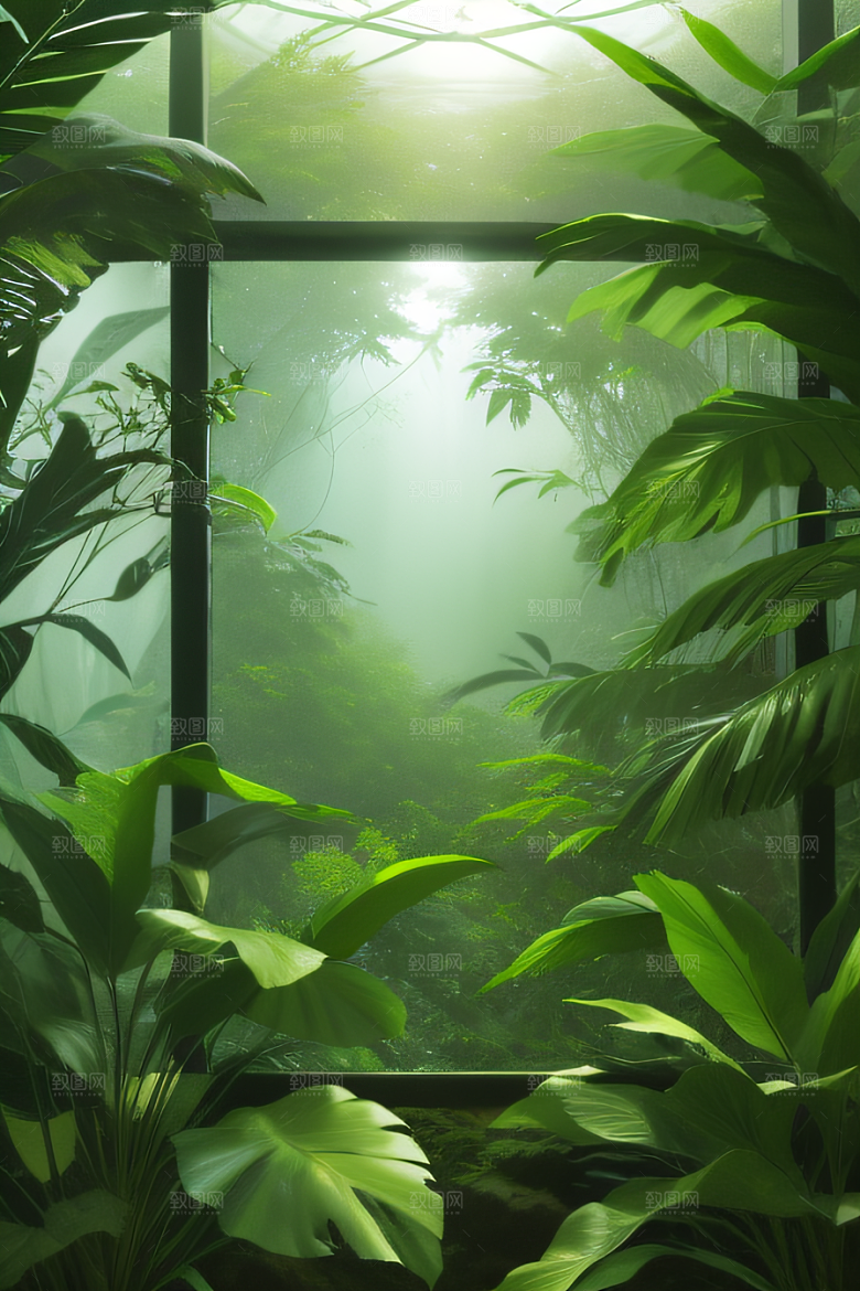 透明的热带雨林真实的光源照亮远方美景