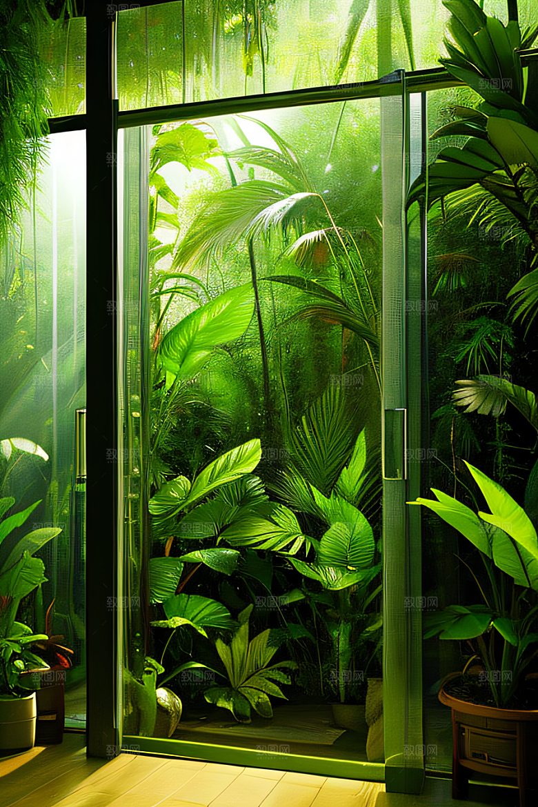多样的植物形状近距离的阔叶森林美景