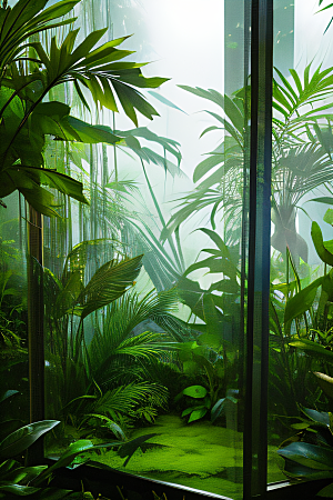 多样的植物形状近距离的阔叶森林美景