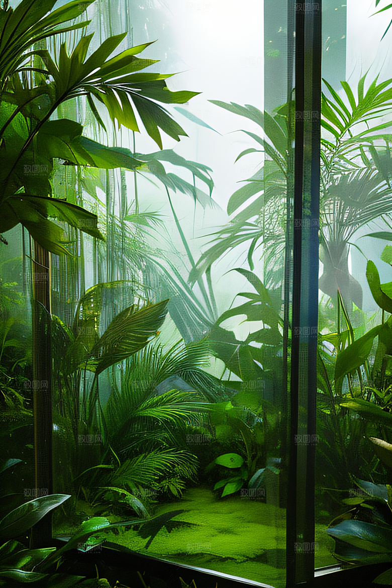 多样的植物形状近距离的阔叶森林美景
