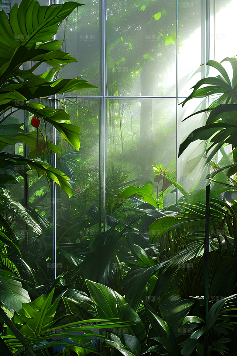 多样的植物形状近距离的阔叶森林美景