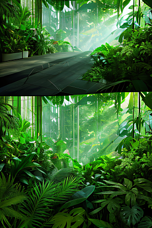 多样的植物形状近距离的阔叶森林美景