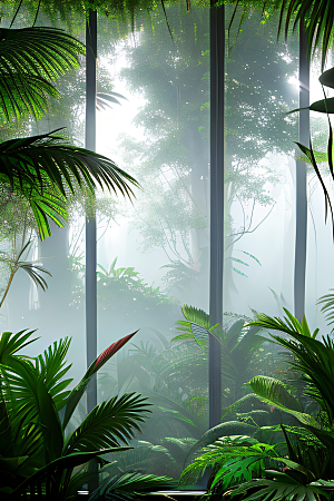 真实的热带雨林近距离的阔叶森林景观