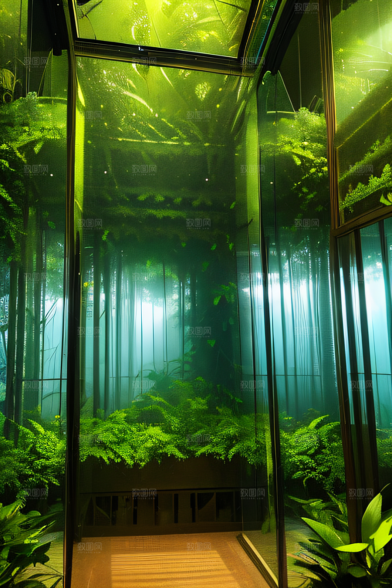 多样的植物形状近距离的阔叶森林景观