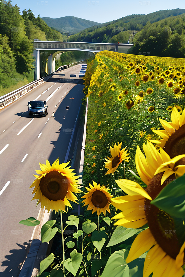 自然奇观太阳花公路与桥梁的和谐共存
