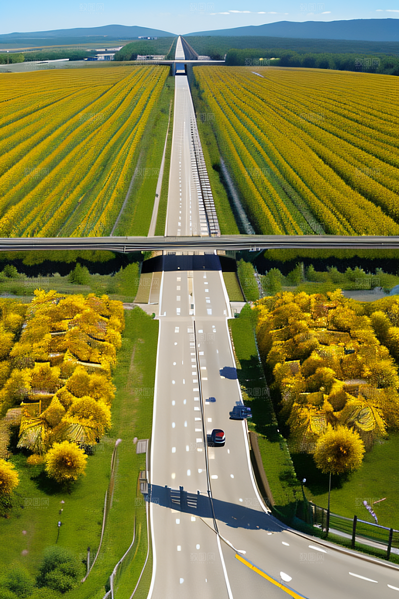 自然奇观太阳花公路与桥梁的和谐共存