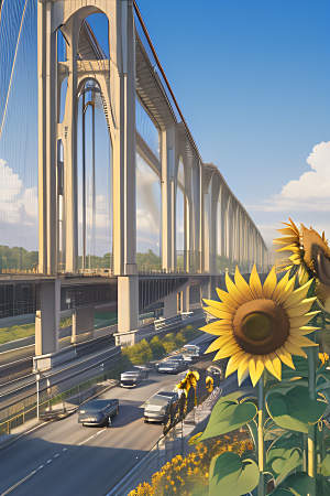 自然奇观太阳花公路与桥梁的和谐共存