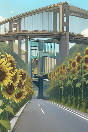 自然奇观太阳花公路与桥梁的和谐共存
