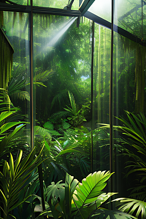 真实的热带雨林近距离的阔叶森林中