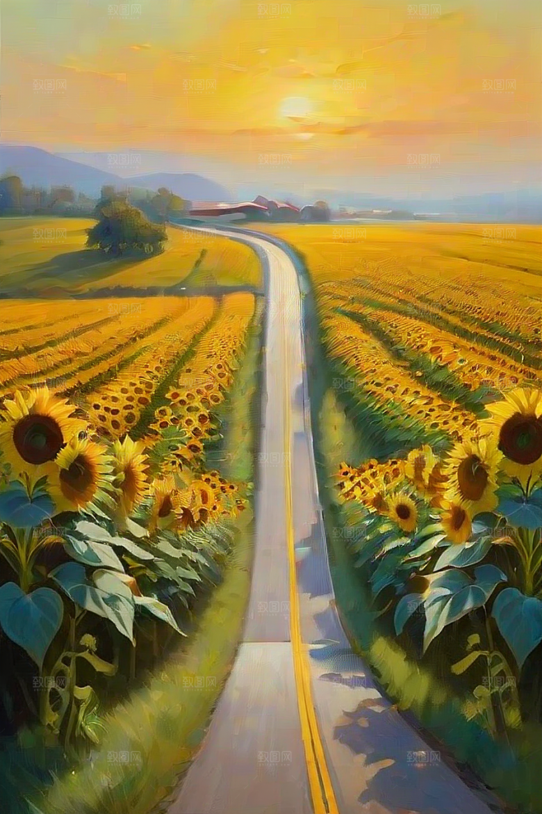悠然之美太阳花公路与桥梁的宁静景观