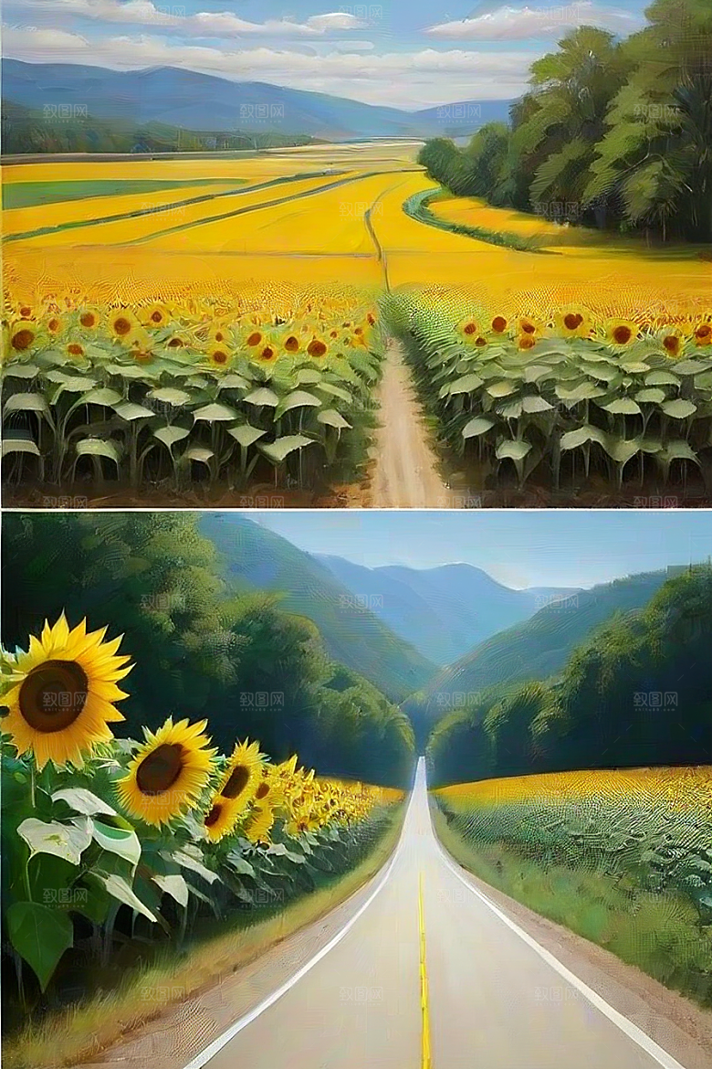 悠然之美太阳花公路与桥梁的宁静景观