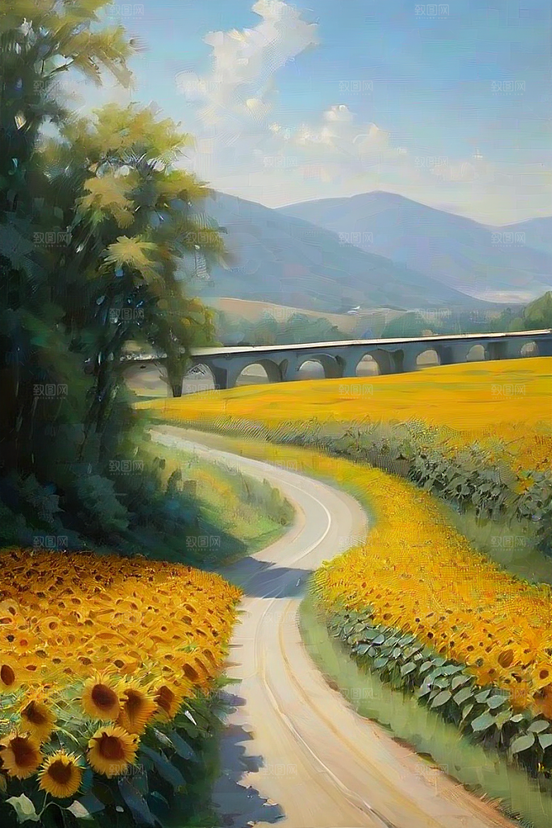 太阳花与桥梁的和谐画面