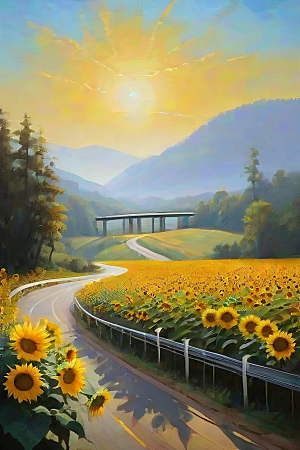 艺术的镜头捕捉太阳花公路与桥梁的魅力