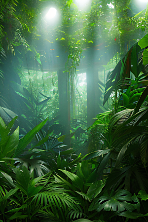 透明的天空真实热带雨林风景