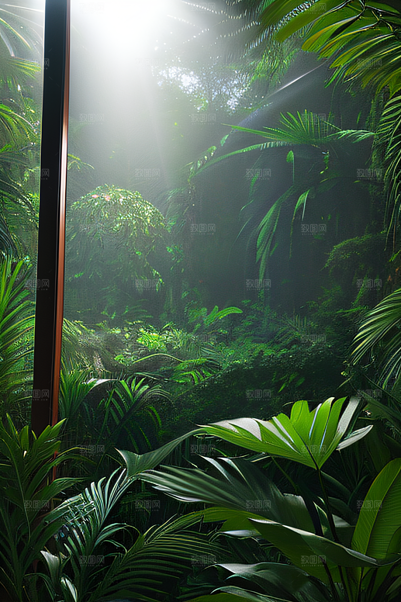 透明的天空真实热带雨林风景