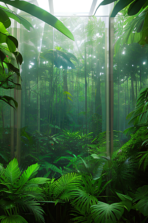 透明的天空真实热带雨林风景