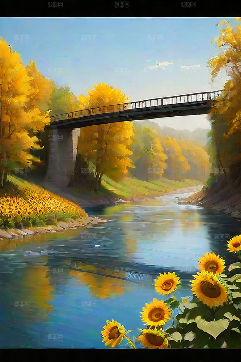 和谐色彩太阳花与高速公路的画面