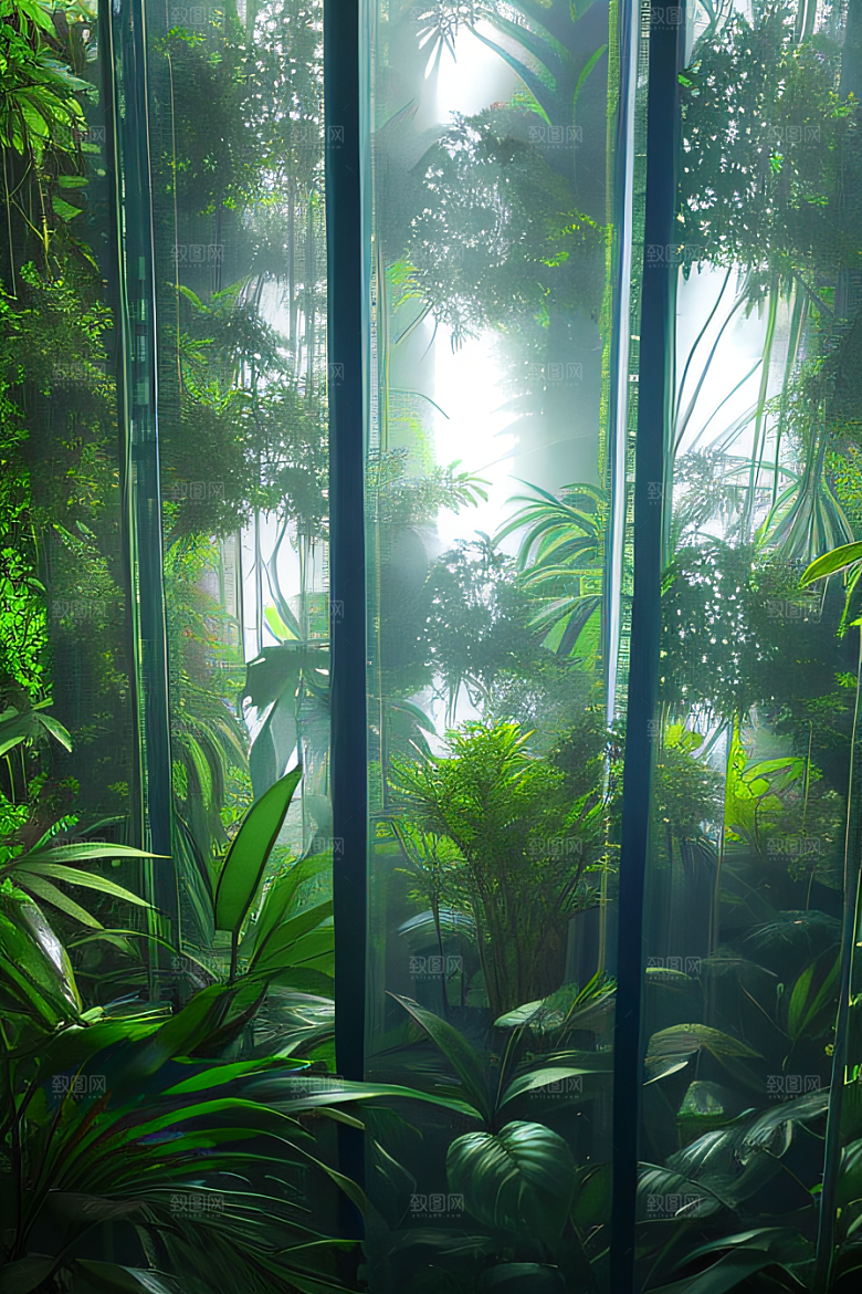 透明的天空真实热带雨林风景