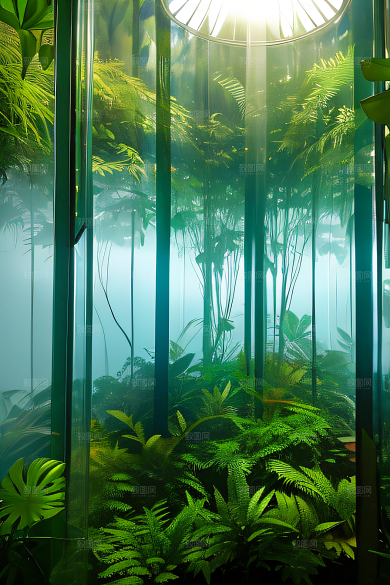 真实的热带雨林近距离的阔叶森林中的美景