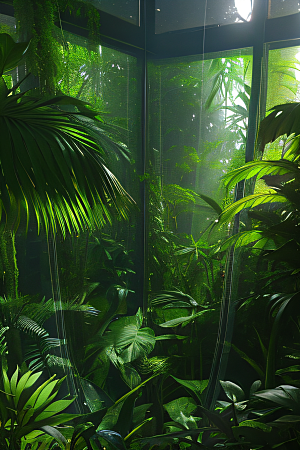 真实的热带雨林近距离的阔叶森林中的美景