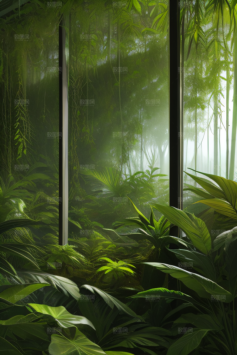 透明的热带雨林真实的光源照亮远方美景