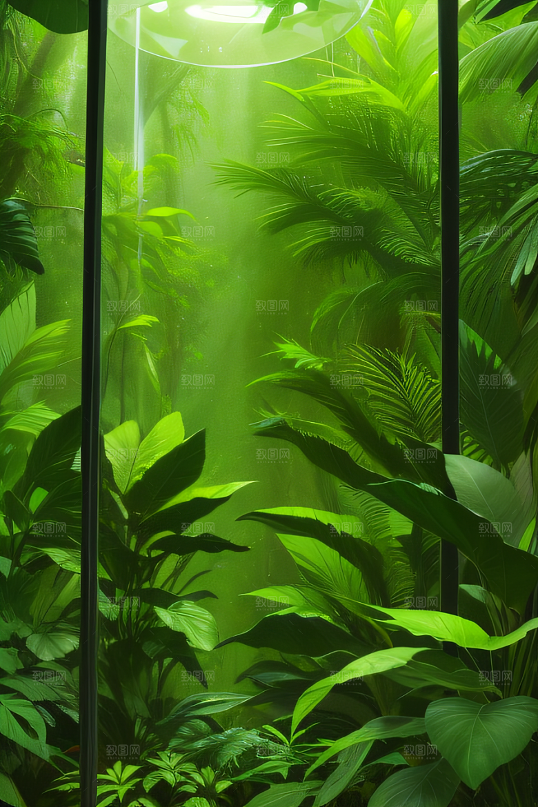 透明的热带雨林真实的光源照亮远方美景