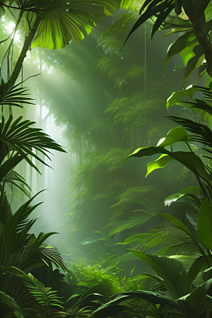 多样的植物形状近距离的阔叶森林美景