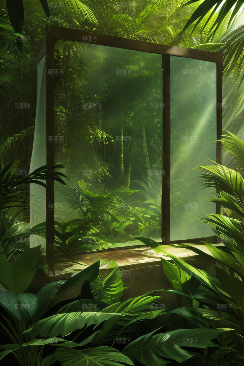 多样的植物形状近距离的阔叶森林美景