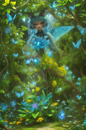真实奇幻多彩森林中的小精灵